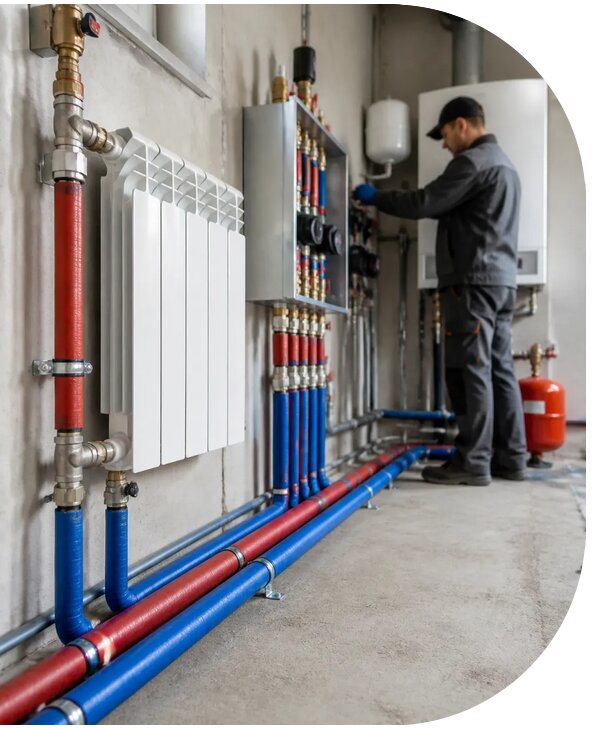 Монтаж двухтрубной системы отопления для частного дома в Альметьевске