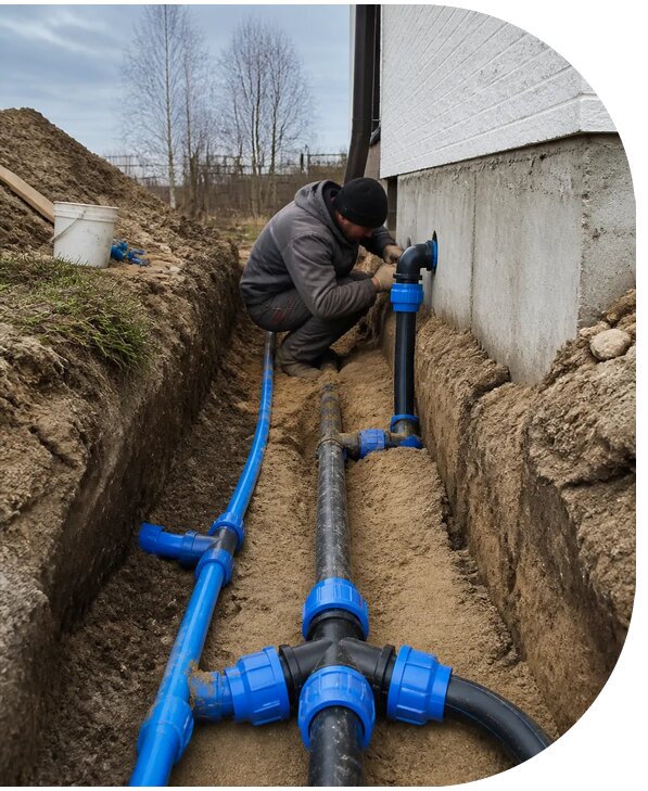 Монтаж наружного водопровода на участке под ключ в Альметьевске